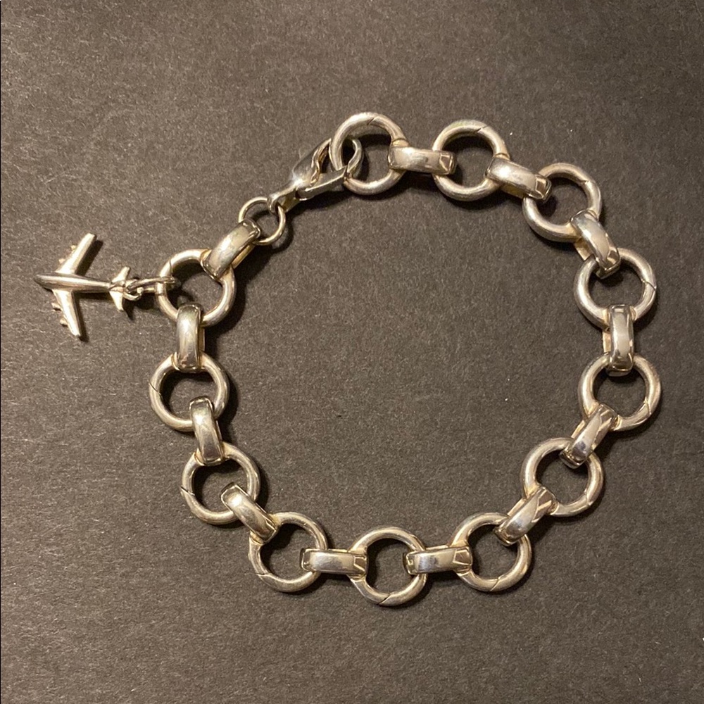 Silver Chain Bracelet with Airplane Charm